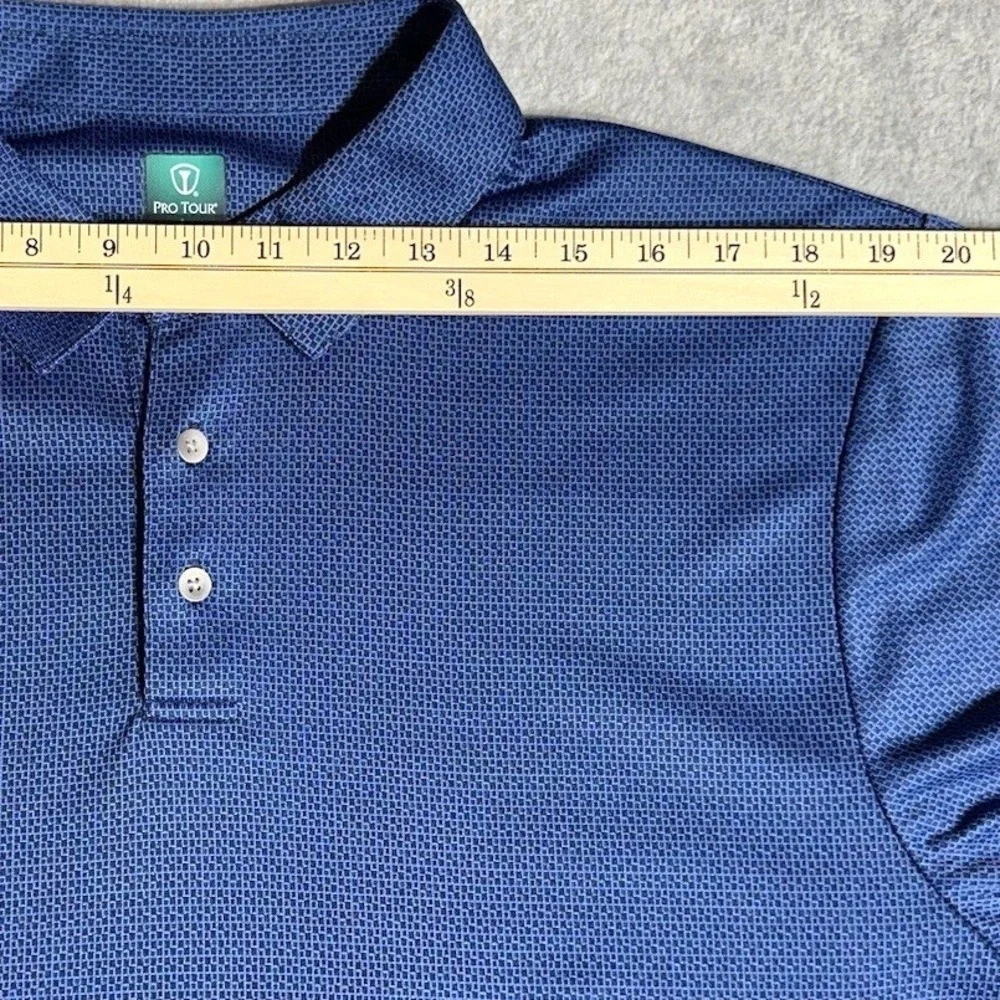 Pro‎ Tour Polo Shirt Mens Large Blue Excellent Geometric Print Golf Performance